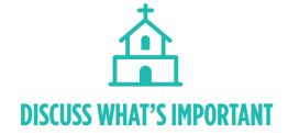 Image of church with text, Discuss what's important